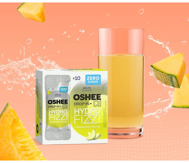 OSHEE Proszek musujący DROP IN Hydrofizzi melon 10 saszetek - 1546752 - zdjęcie 4